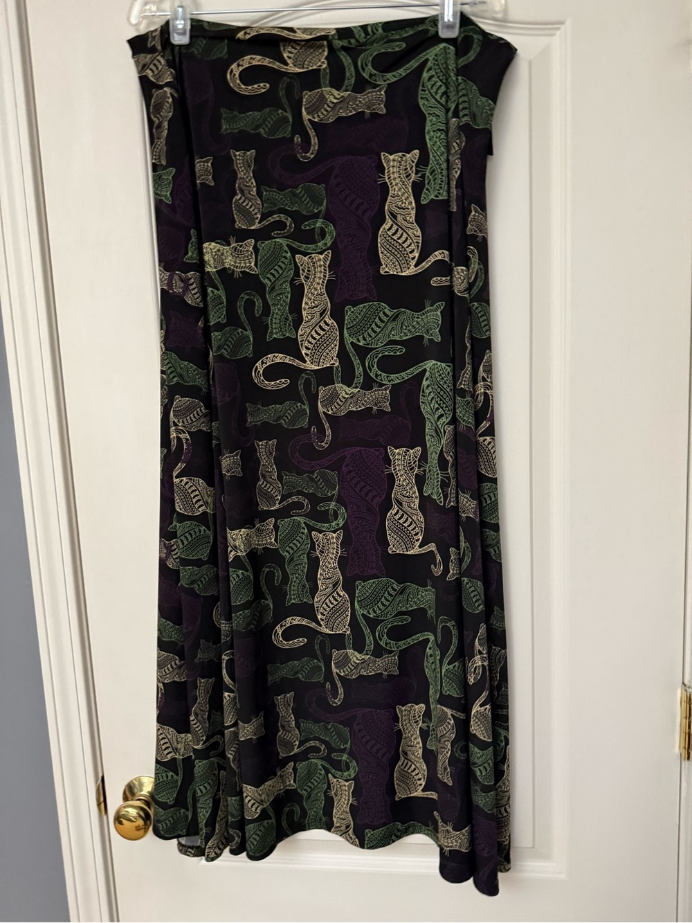 LuLaRoe Maxi Skirt in Black, Green & Purple - Picture 6 of 6